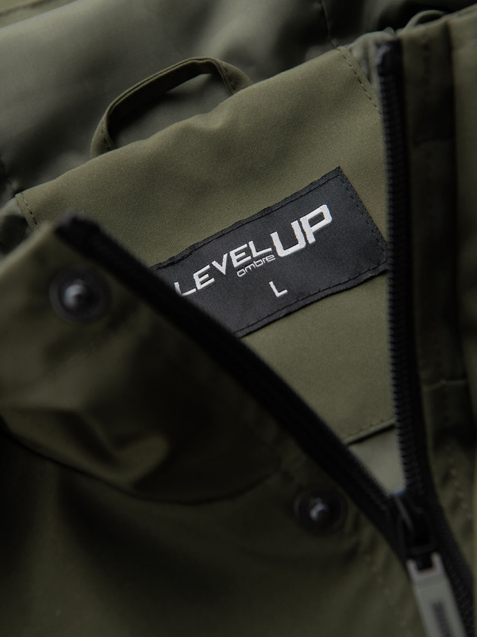 Men's functional transitional jacket with hood - olive V2 OM-JANP-0225