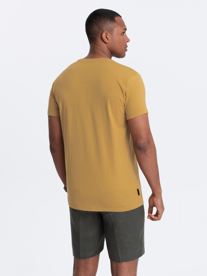 BASIC men's classic cotton T-shirt with a serape neckline - mustard V8 OM-TSBS-0145