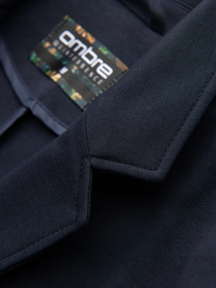 Jachetă SLIM pentru bărbați din tricot subtil structurat - albastru marin V3 OM-BLZB-0101