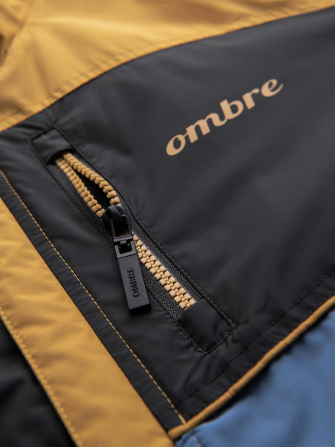 Jachetă sport ușoară colorată pentru bărbați cu fleece - albastru și muștar V8 OM-JANP-0194