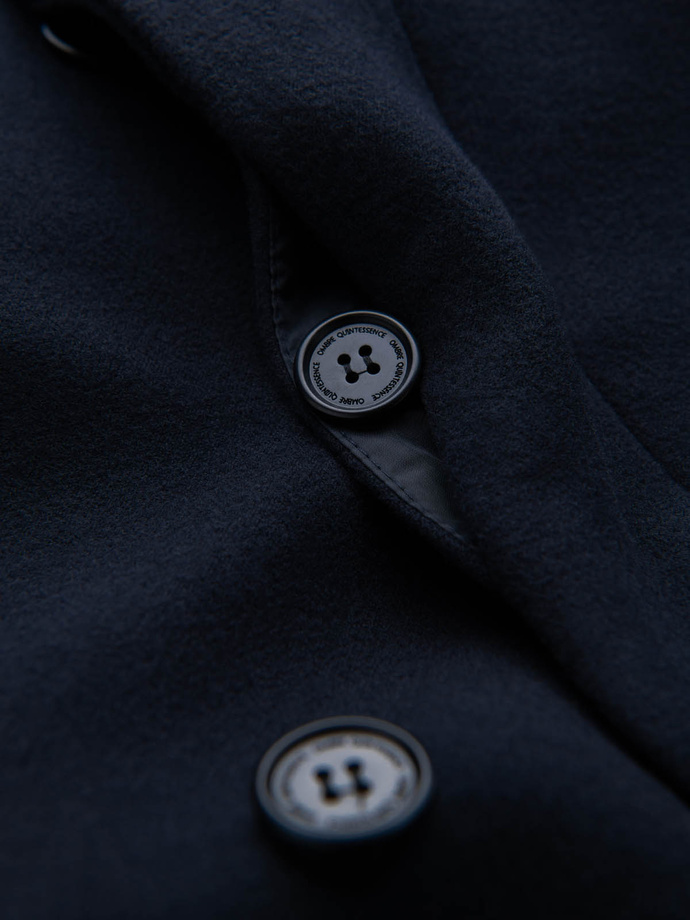 Men's coat with asymmetrical fastening - navy blue V3 OM-COWC-0102