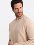 BASIC men's non-stretch cotton sweatshirt - beige V6 OM-SSBN-0159
