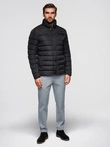 Men's quilted jacket with stand-up collar and chest zips - black V1 OM-JALP-0260