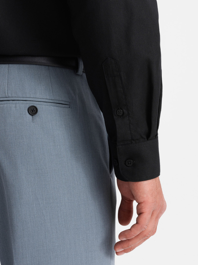 Cămașă bărbătească din bumbac cu buzunar REGULAR FIT - negru V1 OM-SHCS-0147