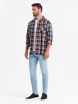 Vyriškos džinsinės SLIM FIT kelnės su elastanu - mėlynos V3 OM-PADP-0214