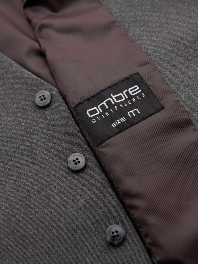 Men's suit vest with classic detailing and lining - graphite V3 OM-BLZV-0142