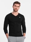 2x vyriškų SLIM FIT ilgų rankovių su V formos iškirpte ir logotipu rinkinys - juodas V3 Z87