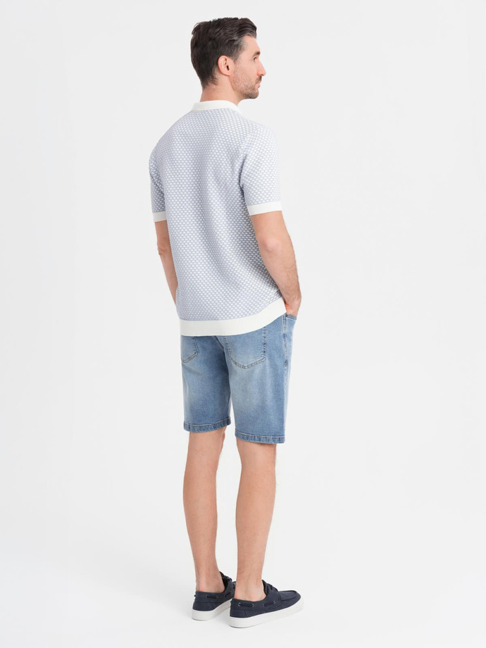 Denim men's shorts with a classic cut - light blue V2 OM-SRDS-0171