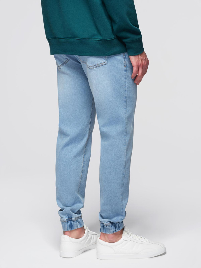 Pantaloni bărbătești JOGGERY din denim cu evazare clasică - albastru deschis V1 OM-PADJ-0265