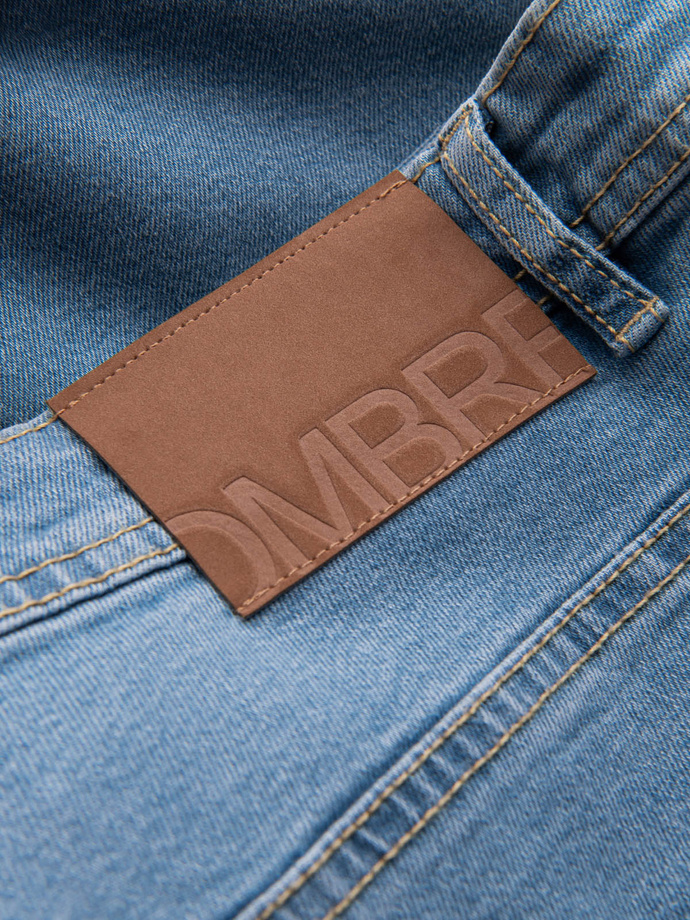 Pantaloni scurți bărbătești din denim cu picioare răsucite - albastru V2 OM-SRDS-0134