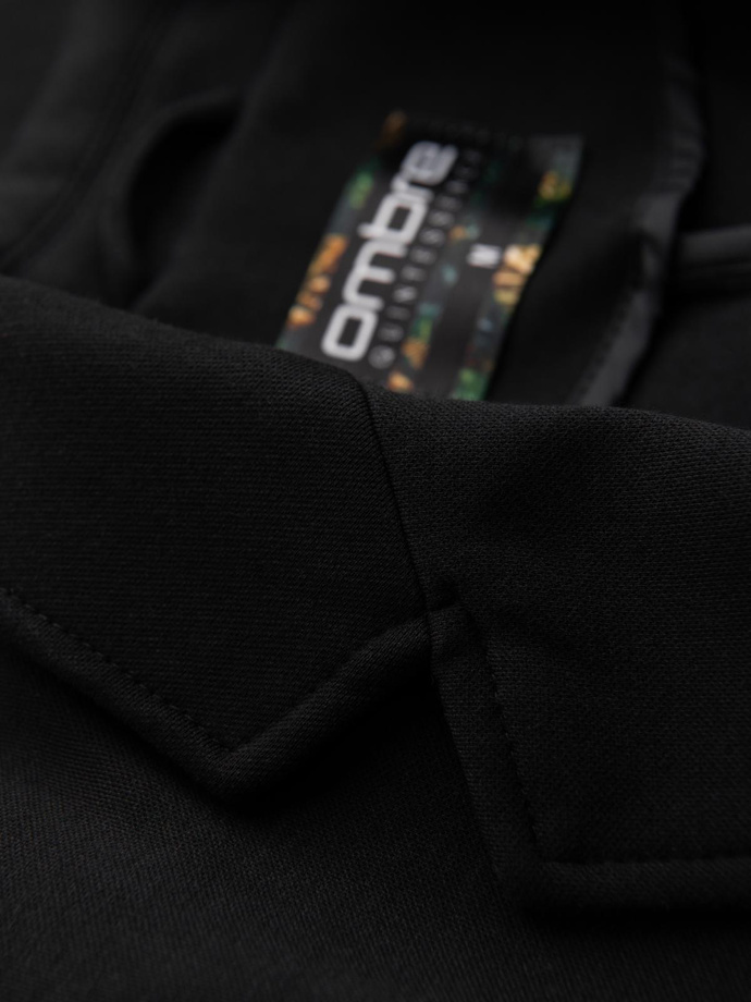 Men's SLIM knit jacket with subtle texture - black V2 OM-BLZB-0101