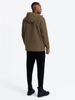 Men's lightweight storm jacket with hood - brown V2 OM-JANP-0191