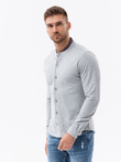 Men's cotton SLIM FIT shirt with collared collared shirt - grey V5 OM-SHCS-0178 