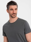 Vyriški klasikiniai medvilniniai marškinėliai BASIC - grafito spalvos V15 OM-TSBS-0236