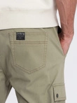 Pánské kalhoty JOGGER s cargo kapsami na zip - khaki V1 OM-PAJO-0125