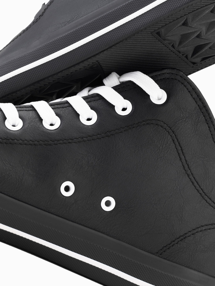 Contrasting men's sneakers with raised upper - black V1 OM-FOTH-0121