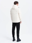 Men's winter jacket with detachable hood - cream V2 OM-JAHP-0150