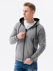 Men's zip-up sweatshirt - grey melange B1076