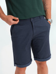 Men's classic chino shorts with rolled up leg - navy blue V10 OM-SRCS-0197