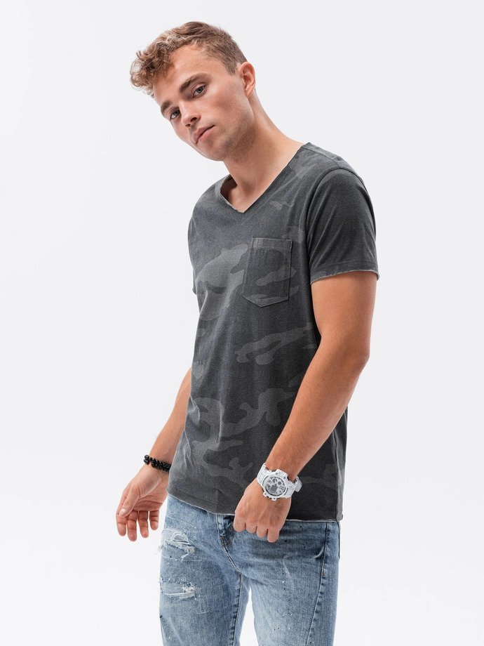 Tricou cu imprimeu - gri-camo S1616