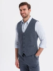Pánský elegantní komplet vesta + šortky - tmavě modrý V1 Z112