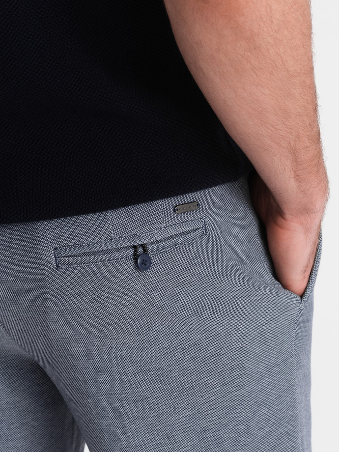Pantaloni scurți pentru bărbați din tricot melange bicolor - albastru marin V1 OM-SRCS-0127