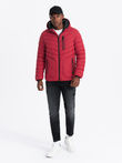 Men's quilted sports jacket with contrasting zipper - red V8 OM-JALP-0179