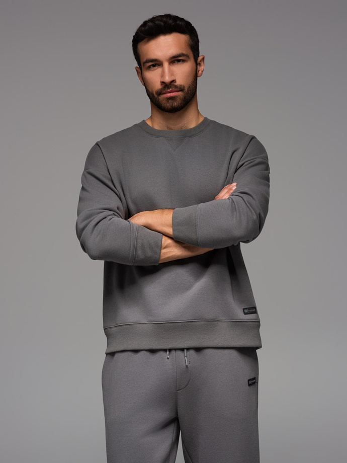 Unisex klasická mikina s okrúhlym výstrihom - sivá V18 OU-SNBC-0104