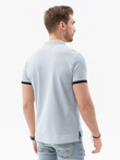 Men's collarless polo t-shirt - grey melange V10 S1381