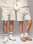 Unisex sweat shorts with drawstring waist - cream V2 OU-SRBC-0101