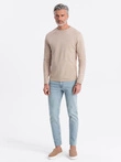 Men's BASIC longsleeve with round neckline - beige V8 OM-LSBL-0106