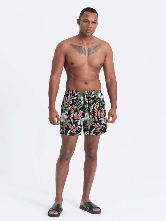 Men's floral swim shorts - black V3 OM-SRBS-0140