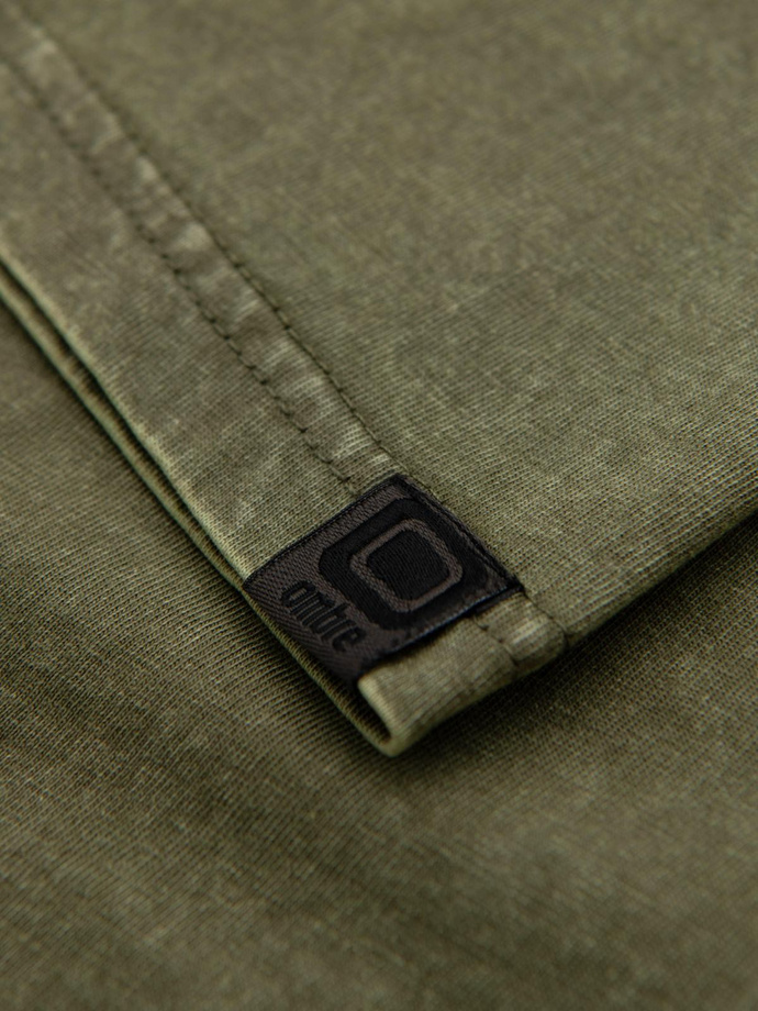 Tricou pentru bărbați cu efect de spălare - olive V4 OM-TSWT-0116