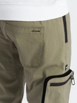 Men's JOGGER pants with zippered cargo pockets - light olive V1 OM-PAJO-0135