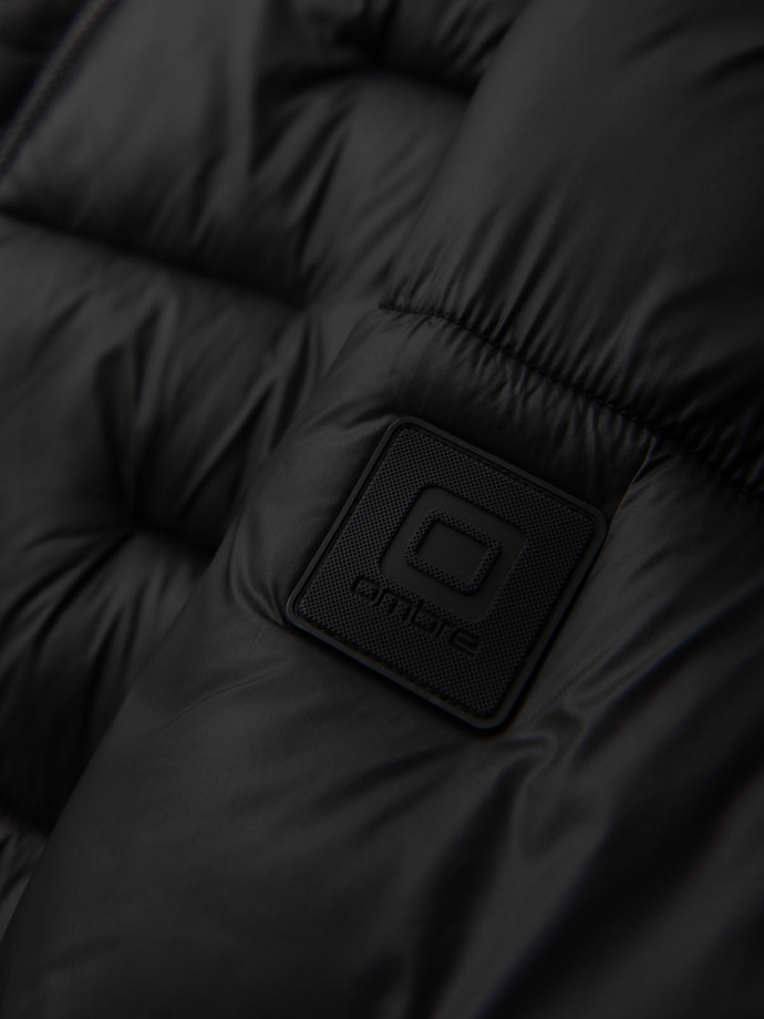 Jachetă puffer matlasată pentru bărbați cu glugă - negru V1 OM-JAHP-0235