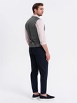 Fitted elegant men's structured knit vest - graphite V3 OM-BLZV-0147