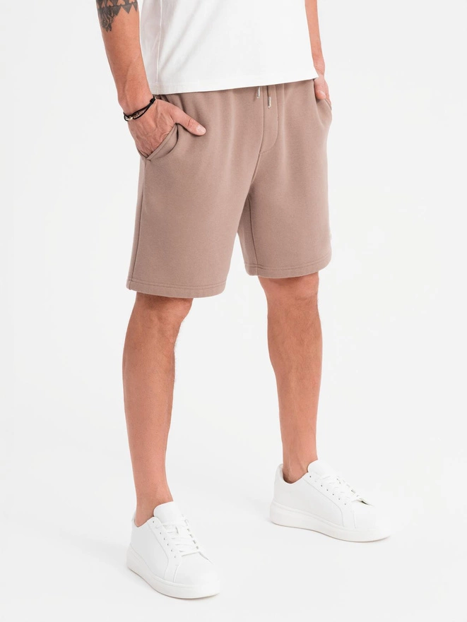 Pantaloni scurți casual pentru bărbați SLIM FIT jacquard knit - albastru marin V1 OM-SRCS-0168