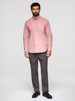 Men's REGULAR FIT cotton shirt with pocket - pink V3 K700