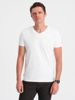 BASIC men's classic cotton T-shirt with a crew neckline - white V4 OM-TSBS-0145