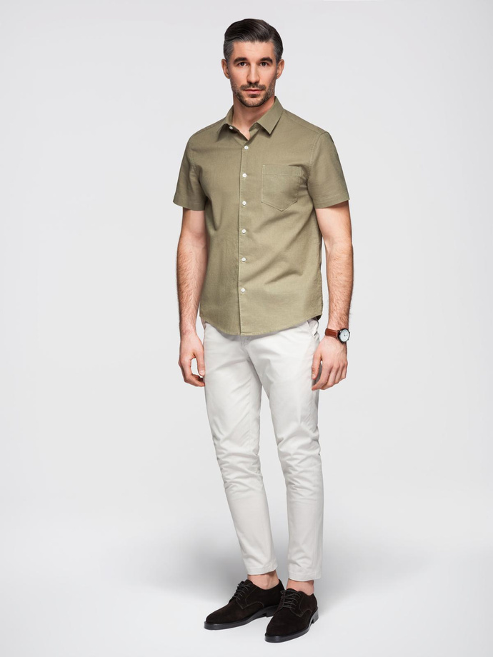 Blazer bărbătesc cu croială REGULAR cu in - crem V1 OM-BLZB-0128