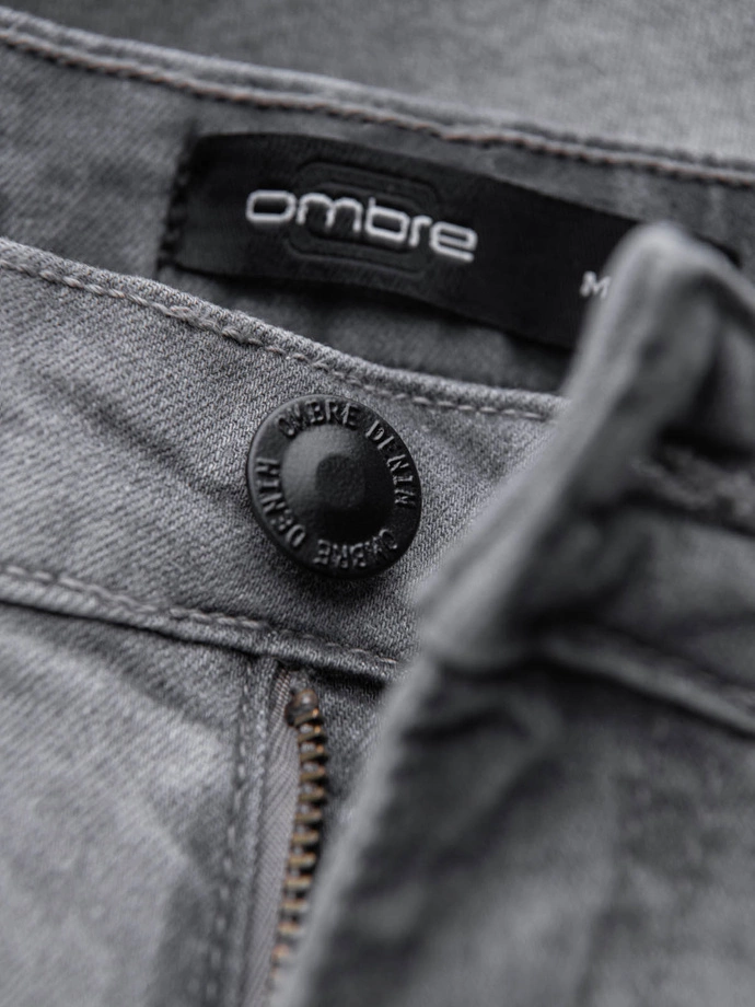 Pánské džínové krátké šortky s jemným sepráním - šedé V2 OM-SRDS-0145