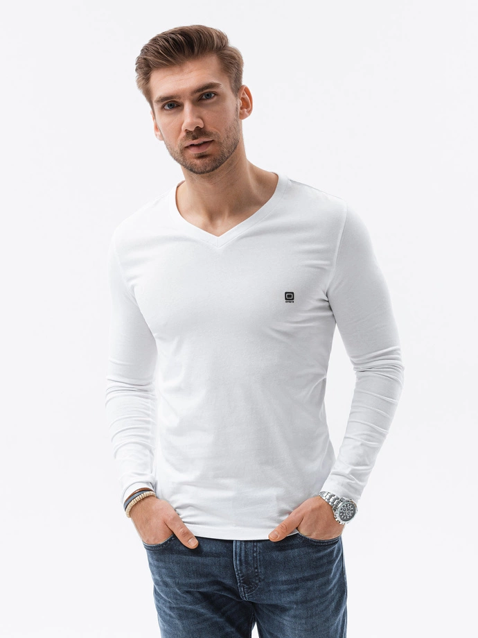 Men's plain longsleeve- white L134