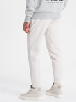 Pantaloni de trening cu talie elastică pentru bărbați cu cusături - alb V4 OM-PASK-0142