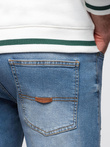 Men's REGULAR FIT denim pants with rubbing - light blue V1 OM-PADP-0254
