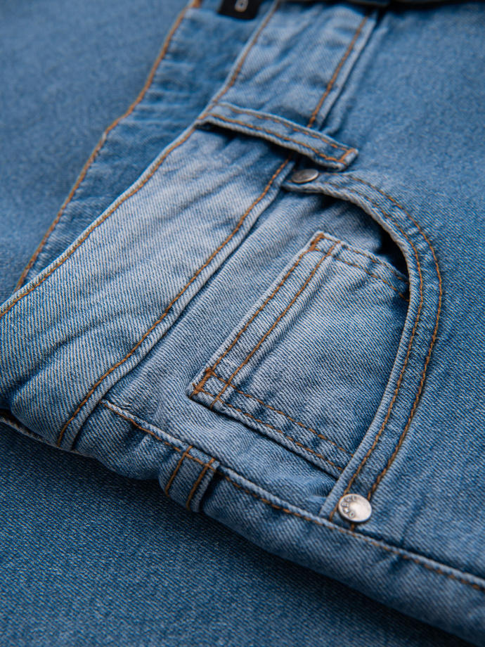 Pantaloni bărbătești REGULAR FIT din denim cu frecare - albastru deschis V1 OM-PADP-0254