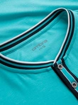 Tricou bărbătesc henley cu nervuri decorative - turcoaz V7 OM-TSCT-0175