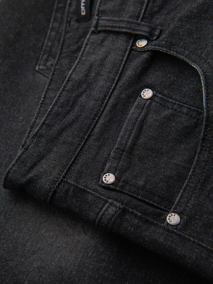 Men's denim shorts with rolled up leg - black V3 OM-SRDS-0164