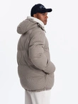 High padded puffer jacket with pattern - brown V1 OM-JAHP-0174