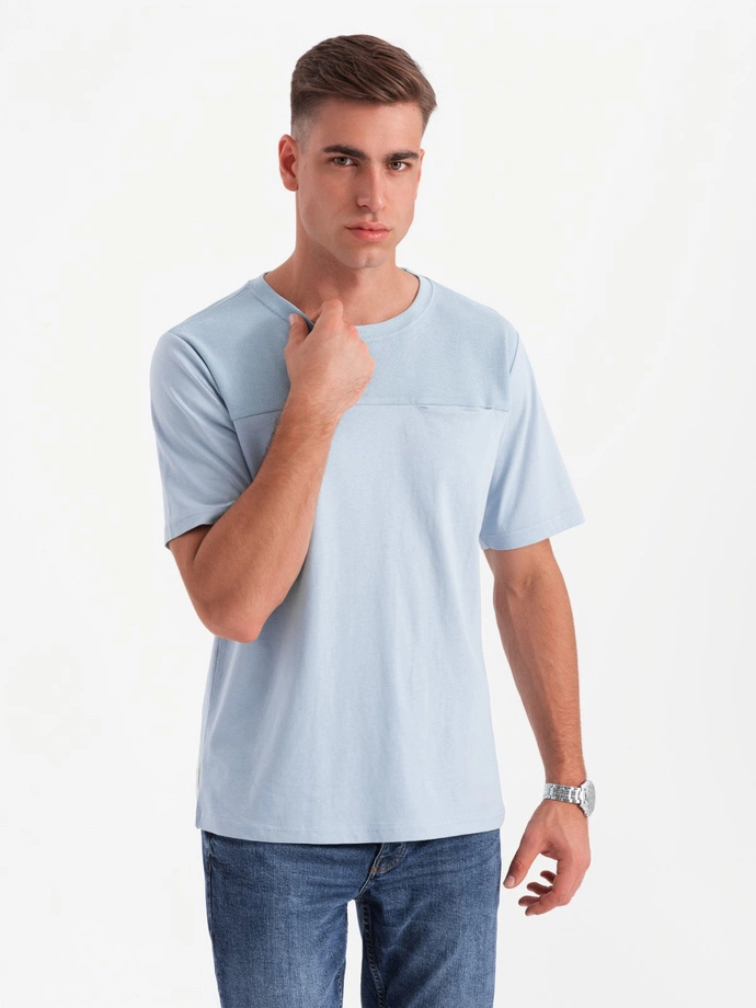 Men's LOOSE FIT t-shirt with pocket - blue V4 OM-TSCT-0171 