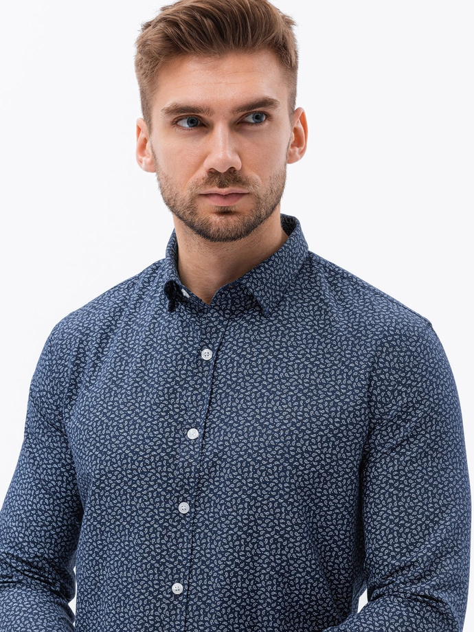 Men's shirt with long sleeves - navy K636